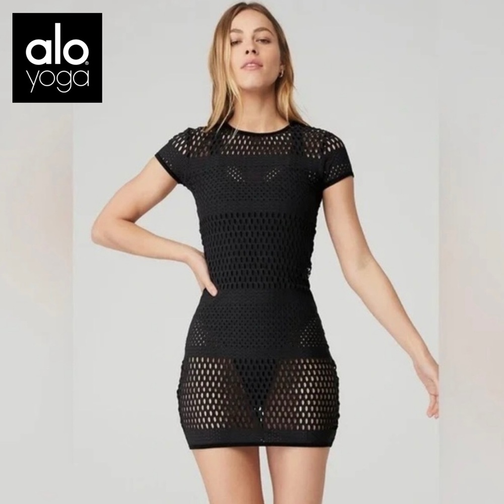 ✨ALO Yoga NWOT Mesh Haute Summer Dress Black XSmall